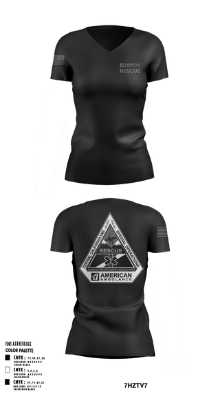Women's Short Sleeve Vneck Shirt, American Ambulance Rescue, , Teamtime, Team time, sublimation, custom sports apparel, team uniforms, spirit wear, spiritwear, sports uniforms, custom shirts, team store, custom team store, fundraiser sports, apparel fundraiser