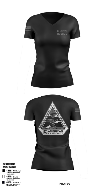 American Ambulance Rescue 49557589 Women's Short Sleeve V-neck Shirt - 1