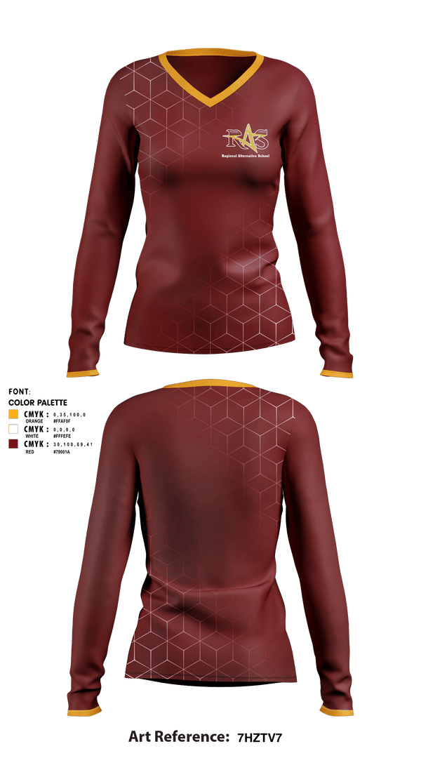 Women's Long Sleeve Vneck Shirt, Regional Alop School, Spirit Store, Teamtime, Team time, sublimation, custom sports apparel, team uniforms, spirit wear, spiritwear, sports uniforms, custom shirts, team store, custom team store, fundraiser sports, apparel fundraiser