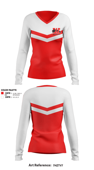 Weathersfield Middle School Cheer 54500777 Women's Long Sleeve V-neck Shirt - 1
