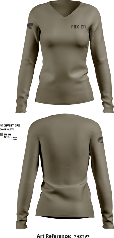 FOX CO 64493888 Women's Long Sleeve V-neck Shirt - 2
