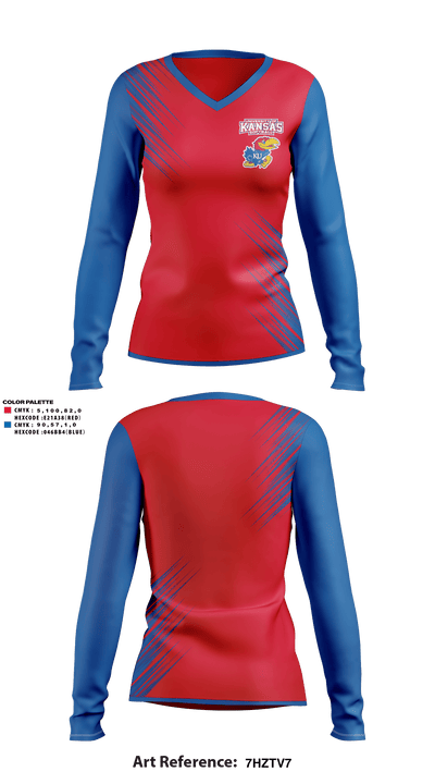 University of Kansas Softball 6003011 Women's Long Sleeve V-neck Shirt - 1