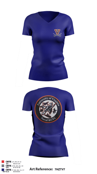 Women's Short Sleeve Vneck Shirt, University of Virginia NROTC, Navy, Teamtime, Team time, sublimation, custom sports apparel, team uniforms, spirit wear, spiritwear, sports uniforms, custom shirts, team store, custom team store, fundraiser sports, apparel fundraiser