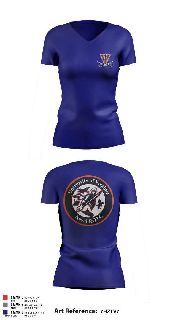 Women's Short Sleeve Vneck Shirt, University of Virginia NROTC, Navy, Teamtime, Team time, sublimation, custom sports apparel, team uniforms, spirit wear, spiritwear, sports uniforms, custom shirts, team store, custom team store, fundraiser sports, apparel fundraiser