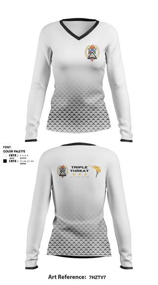 Women's Long Sleeve Vneck Shirt, Triple Threat, Spirit Store, Teamtime, Team time, sublimation, custom sports apparel, team uniforms, spirit wear, spiritwear, sports uniforms, custom shirts, team store, custom team store, fundraiser sports, apparel fundraiser