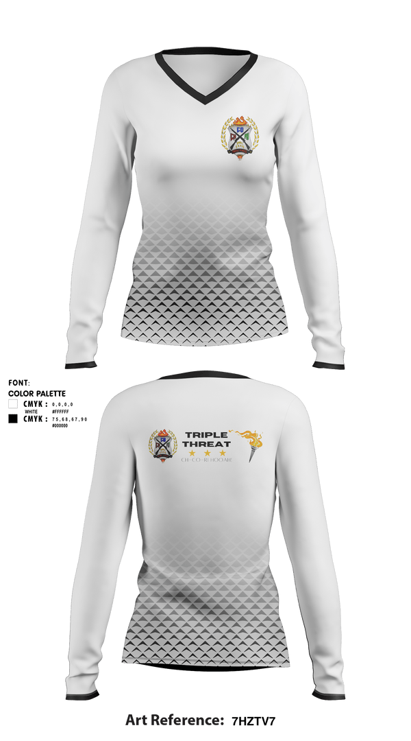 Women's Long Sleeve Vneck Shirt, Triple Threat, Spirit Store, Teamtime, Team time, sublimation, custom sports apparel, team uniforms, spirit wear, spiritwear, sports uniforms, custom shirts, team store, custom team store, fundraiser sports, apparel fundraiser