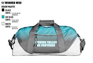 Duffle Bag, Pioneer Valley HS Panthers, Women's Basketball, Teamtime, Team time, sublimation, custom sports apparel, team uniforms, spirit wear, spiritwear, sports uniforms, custom shirts, team store, custom team store, fundraiser sports, apparel fundraiser