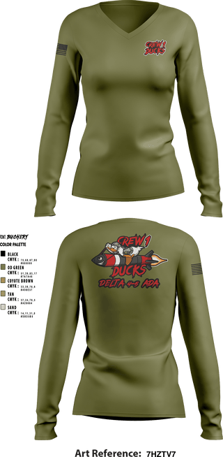 Women's Long Sleeve Vneck Shirt, , Army, Teamtime, Team time, sublimation, custom sports apparel, team uniforms, spirit wear, spiritwear, sports uniforms, custom shirts, team store, custom team store, fundraiser sports, apparel fundraiser