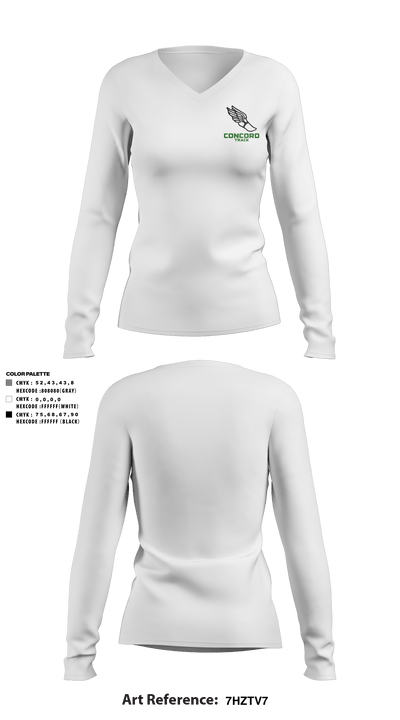 Concord High School Track 53059740 Women's Long Sleeve V-neck Shirt - 5