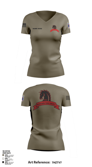 Women's Short Sleeve Vneck Shirt, Echo FSC Stampede 7th Eng, Army, Teamtime, Team time, sublimation, custom sports apparel, team uniforms, spirit wear, spiritwear, sports uniforms, custom shirts, team store, custom team store, fundraiser sports, apparel fundraiser