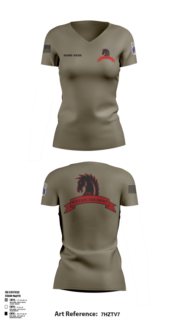 Women's Short Sleeve Vneck Shirt, Echo FSC Stampede 7th Eng, Army, Teamtime, Team time, sublimation, custom sports apparel, team uniforms, spirit wear, spiritwear, sports uniforms, custom shirts, team store, custom team store, fundraiser sports, apparel fundraiser