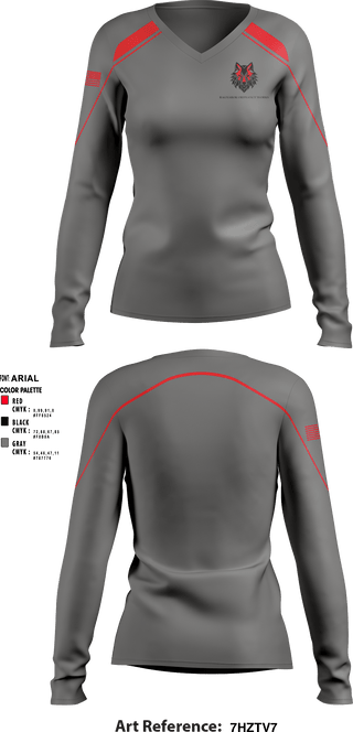 Women's Long Sleeve Vneck Shirt, Ragnarok Ordnance Works, , Teamtime, Team time, sublimation, custom sports apparel, team uniforms, spirit wear, spiritwear, sports uniforms, custom shirts, team store, custom team store, fundraiser sports, apparel fundraiser