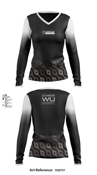 Warrior University 35293904 Women's Long Sleeve V-neck Shirt - 1