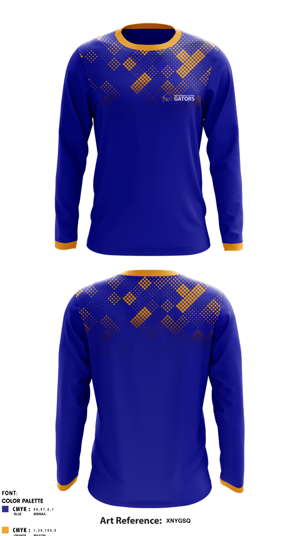Long Sleeve Performance Shirt, Gautier Middle School Gators, Spirit Store, Teamtime, Team time, sublimation, custom sports apparel, team uniforms, spirit wear, spiritwear, sports uniforms, custom shirts, team store, custom team store, fundraiser sports, apparel fundraiser