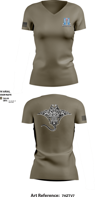 Women's Short Sleeve Vneck Shirt, Full FoarceHHD, 205th MI BN, Spirit Store, Teamtime, Team time, sublimation, custom sports apparel, team uniforms, spirit wear, spiritwear, sports uniforms, custom shirts, team store, custom team store, fundraiser sports, apparel fundraiser