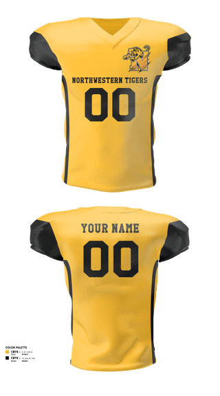 Football Jersey, Northwestern Tigers, Football, Teamtime, Team time, sublimation, custom sports apparel, team uniforms, spirit wear, spiritwear, sports uniforms, custom shirts, team store, custom team store, fundraiser sports, apparel fundraiser