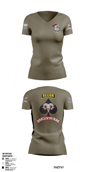 2nd PLT, B TRP, 3-71 CAV 84278801 Women's Short Sleeve V-neck Shirt - 1