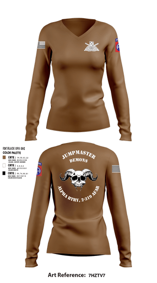 Women's Long Sleeve Vneck Shirt, ALPHA BTRY, 2-319th AFAR, Army, Teamtime, Team time, sublimation, custom sports apparel, team uniforms, spirit wear, spiritwear, sports uniforms, custom shirts, team store, custom team store, fundraiser sports, apparel fundraiser