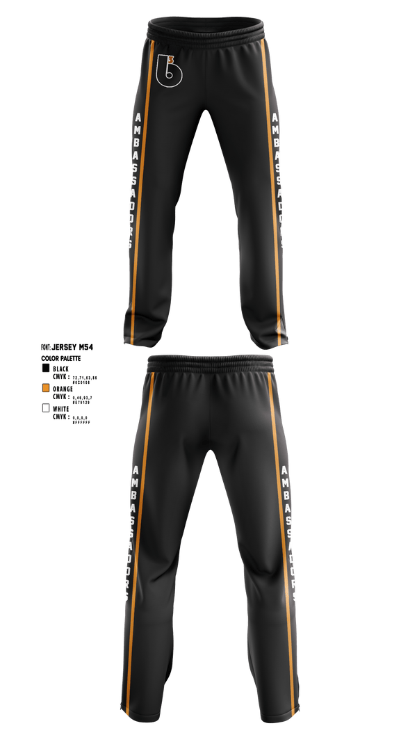 Sweatpants, B3 Ambassadors, Men's Basketball, Teamtime, Team time, sublimation, custom sports apparel, team uniforms, spirit wear, spiritwear, sports uniforms, custom shirts, team store, custom team store, fundraiser sports, apparel fundraiser