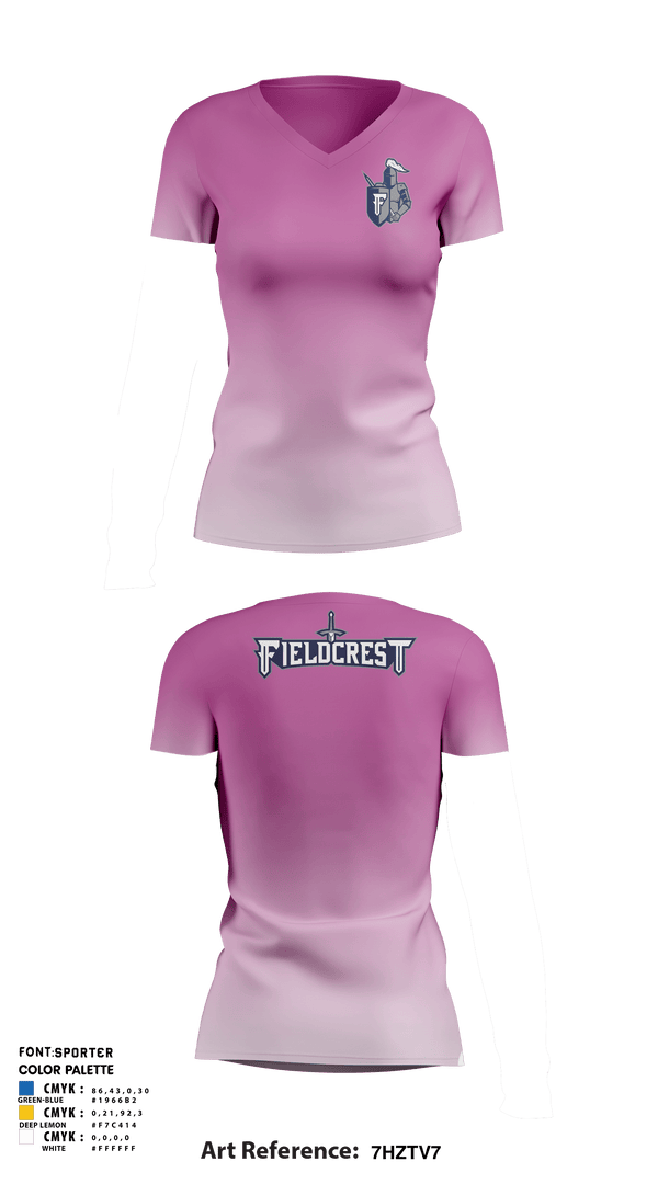 Women's Short Sleeve Vneck Shirt, Fieldcrest High School, Spirit Store, Teamtime, Team time, sublimation, custom sports apparel, team uniforms, spirit wear, spiritwear, sports uniforms, custom shirts, team store, custom team store, fundraiser sports, apparel fundraiser