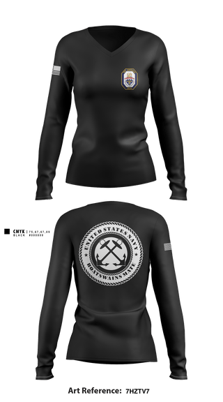 Women's Long Sleeve Vneck Shirt, Boatswains mate, Navy, Teamtime, Team time, sublimation, custom sports apparel, team uniforms, spirit wear, spiritwear, sports uniforms, custom shirts, team store, custom team store, fundraiser sports, apparel fundraiser