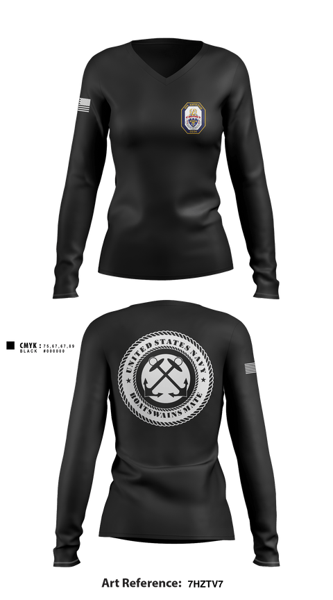 Women's Long Sleeve Vneck Shirt, Boatswains mate, Navy, Teamtime, Team time, sublimation, custom sports apparel, team uniforms, spirit wear, spiritwear, sports uniforms, custom shirts, team store, custom team store, fundraiser sports, apparel fundraiser