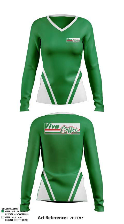 Women's Long Sleeve Vneck Shirt, Viva coffee, , Teamtime, Team time, sublimation, custom sports apparel, team uniforms, spirit wear, spiritwear, sports uniforms, custom shirts, team store, custom team store, fundraiser sports, apparel fundraiser
