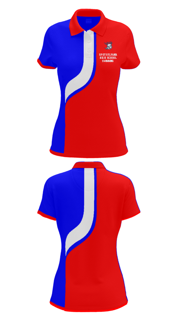 Women's Short Sleeve Performance Polo, Spotsylvania High School Swimming, Swimming, Teamtime, Team time, sublimation, custom sports apparel, team uniforms, spirit wear, spiritwear, sports uniforms, custom shirts, team store, custom team store, fundraiser sports, apparel fundraiser