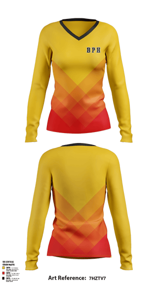 Women's Long Sleeve Vneck Shirt, BPH, Spirit Store, Teamtime, Team time, sublimation, custom sports apparel, team uniforms, spirit wear, spiritwear, sports uniforms, custom shirts, team store, custom team store, fundraiser sports, apparel fundraiser