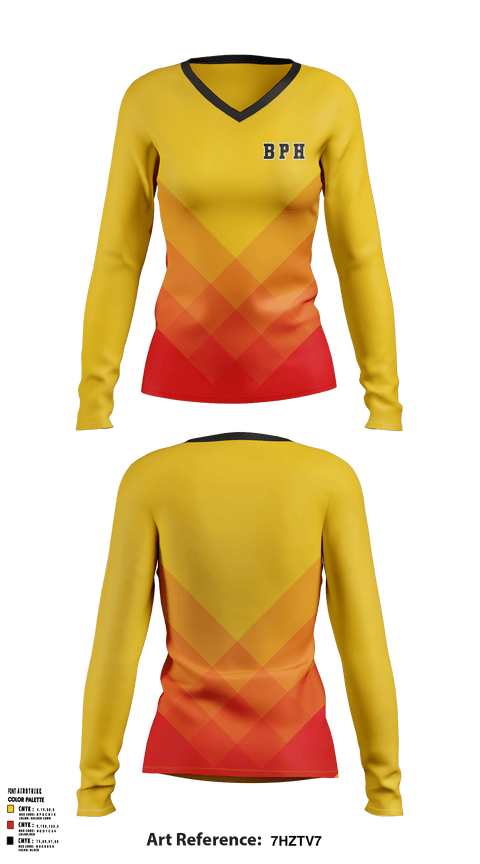 Women's Long Sleeve Vneck Shirt, BPH, Spirit Store, Teamtime, Team time, sublimation, custom sports apparel, team uniforms, spirit wear, spiritwear, sports uniforms, custom shirts, team store, custom team store, fundraiser sports, apparel fundraiser