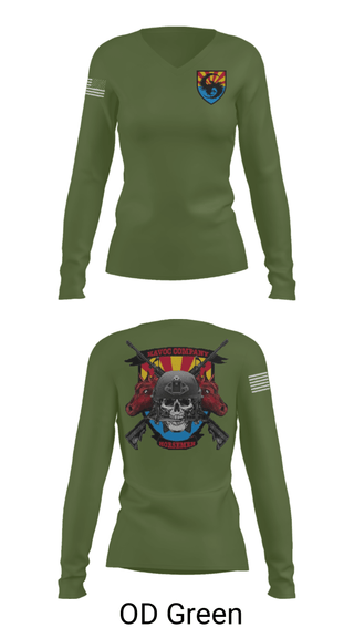 Women's Long Sleeve Vneck Shirt, , Army, Teamtime, Team time, sublimation, custom sports apparel, team uniforms, spirit wear, spiritwear, sports uniforms, custom shirts, team store, custom team store, fundraiser sports, apparel fundraiser