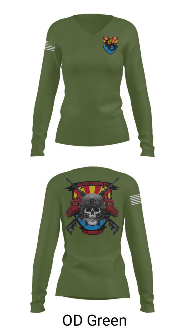 Women's Long Sleeve Vneck Shirt, , Army, Teamtime, Team time, sublimation, custom sports apparel, team uniforms, spirit wear, spiritwear, sports uniforms, custom shirts, team store, custom team store, fundraiser sports, apparel fundraiser