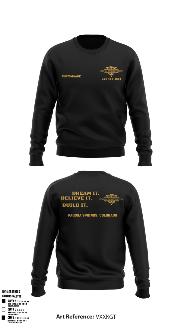Crew Neck Sweatshirt, Sutton Construction, , Teamtime, Team time, sublimation, custom sports apparel, team uniforms, spirit wear, spiritwear, sports uniforms, custom shirts, team store, custom team store, fundraiser sports, apparel fundraiser