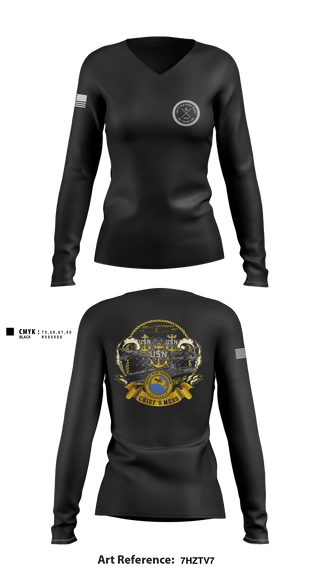 Women's Long Sleeve Vneck Shirt, CNATTU New River, Navy, Teamtime, Team time, sublimation, custom sports apparel, team uniforms, spirit wear, spiritwear, sports uniforms, custom shirts, team store, custom team store, fundraiser sports, apparel fundraiser
