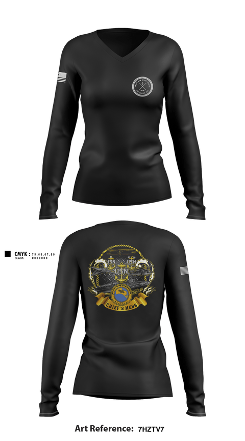 Women's Long Sleeve Vneck Shirt, CNATTU New River, Navy, Teamtime, Team time, sublimation, custom sports apparel, team uniforms, spirit wear, spiritwear, sports uniforms, custom shirts, team store, custom team store, fundraiser sports, apparel fundraiser