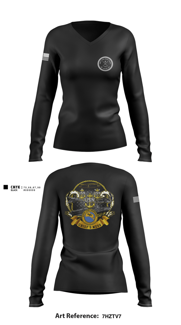 Women's Long Sleeve Vneck Shirt, CNATTU New River, Navy, Teamtime, Team time, sublimation, custom sports apparel, team uniforms, spirit wear, spiritwear, sports uniforms, custom shirts, team store, custom team store, fundraiser sports, apparel fundraiser