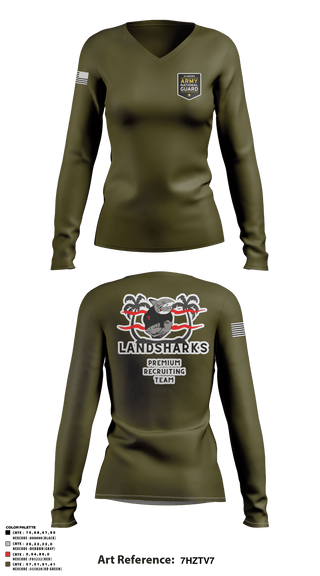Women's Long Sleeve Vneck Shirt, , National Guard, Teamtime, Team time, sublimation, custom sports apparel, team uniforms, spirit wear, spiritwear, sports uniforms, custom shirts, team store, custom team store, fundraiser sports, apparel fundraiser