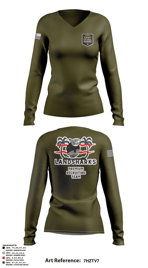 Women's Long Sleeve Vneck Shirt, , National Guard, Teamtime, Team time, sublimation, custom sports apparel, team uniforms, spirit wear, spiritwear, sports uniforms, custom shirts, team store, custom team store, fundraiser sports, apparel fundraiser