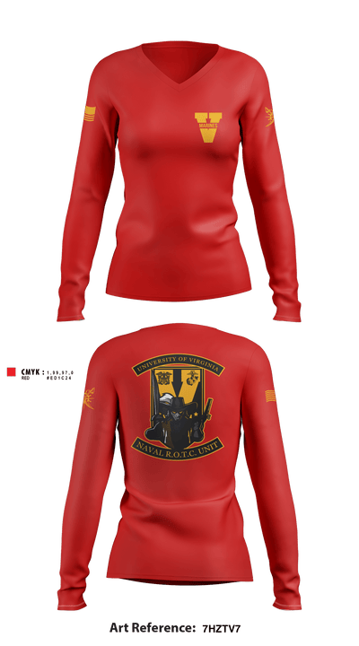 UVA NROTC 47368878 Women's Long Sleeve V-neck Shirt - 2