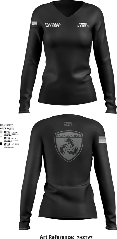 Valhalla Airsoft 98104221 Women's Long Sleeve V-neck Shirt - 4