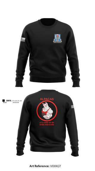 Crew Neck Sweatshirt, Alpha Company 205th MI BN, Army, Teamtime, Team time, sublimation, custom sports apparel, team uniforms, spirit wear, spiritwear, sports uniforms, custom shirts, team store, custom team store, fundraiser sports, apparel fundraiser