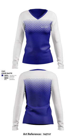 Women's Long Sleeve Vneck Shirt, Garfield Heights Middle School, Spirit Store, Teamtime, Team time, sublimation, custom sports apparel, team uniforms, spirit wear, spiritwear, sports uniforms, custom shirts, team store, custom team store, fundraiser sports, apparel fundraiser