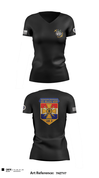 Women's Short Sleeve Vneck Shirt, USS Belleau Wood, Navy, Teamtime, Team time, sublimation, custom sports apparel, team uniforms, spirit wear, spiritwear, sports uniforms, custom shirts, team store, custom team store, fundraiser sports, apparel fundraiser