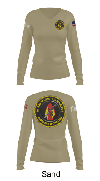 Women's Long Sleeve Vneck Shirt, , Marines, Teamtime, Team time, sublimation, custom sports apparel, team uniforms, spirit wear, spiritwear, sports uniforms, custom shirts, team store, custom team store, fundraiser sports, apparel fundraiser