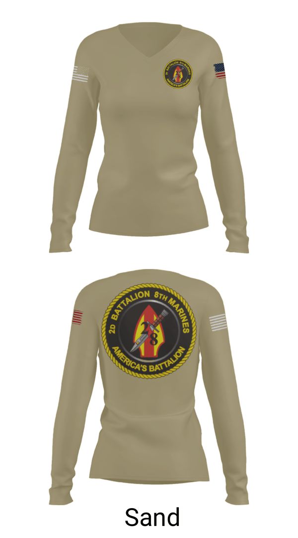 Women's Long Sleeve Vneck Shirt, , Marines, Teamtime, Team time, sublimation, custom sports apparel, team uniforms, spirit wear, spiritwear, sports uniforms, custom shirts, team store, custom team store, fundraiser sports, apparel fundraiser
