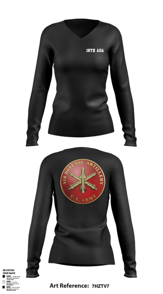 Women's Long Sleeve Vneck Shirt, 18th ADA, Army, Teamtime, Team time, sublimation, custom sports apparel, team uniforms, spirit wear, spiritwear, sports uniforms, custom shirts, team store, custom team store, fundraiser sports, apparel fundraiser