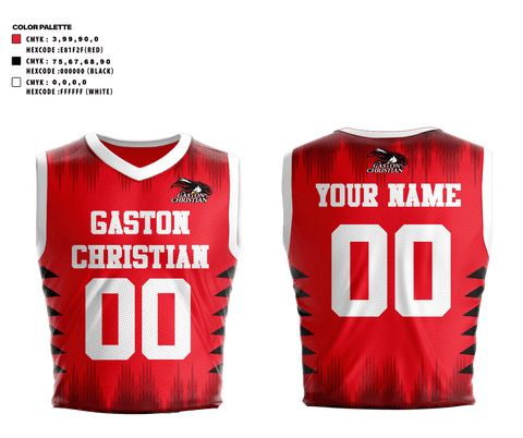 Basketball Uniform, Gaston Christian School Basketball, Men's Basketball, Teamtime, Team time, sublimation, custom sports apparel, team uniforms, spirit wear, spiritwear, sports uniforms, custom shirts, team store, custom team store, fundraiser sports, apparel fundraiser