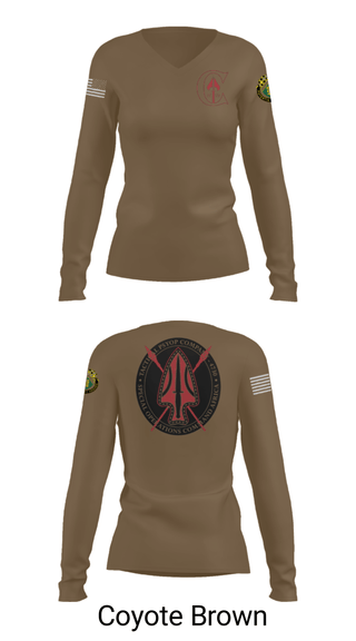 Women's Long Sleeve Vneck Shirt, , Army, Teamtime, Team time, sublimation, custom sports apparel, team uniforms, spirit wear, spiritwear, sports uniforms, custom shirts, team store, custom team store, fundraiser sports, apparel fundraiser