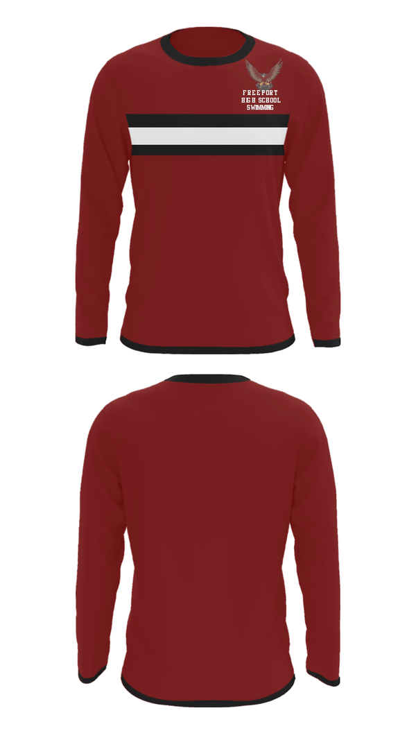 Long Sleeve Performance Shirt, Freeport High School Swimming, Swimming, Teamtime, Team time, sublimation, custom sports apparel, team uniforms, spirit wear, spiritwear, sports uniforms, custom shirts, team store, custom team store, fundraiser sports, apparel fundraiser