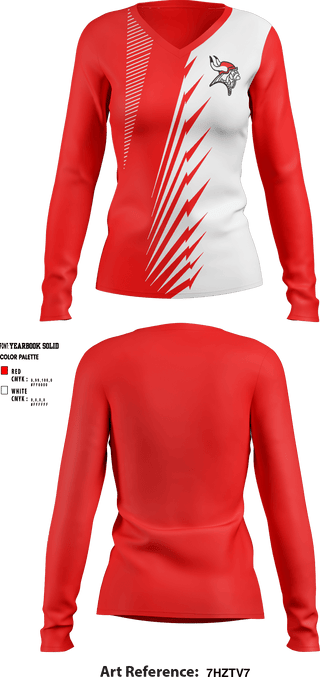 Women's Long Sleeve Vneck Shirt, Rio High School Track, Track & Field, Teamtime, Team time, sublimation, custom sports apparel, team uniforms, spirit wear, spiritwear, sports uniforms, custom shirts, team store, custom team store, fundraiser sports, apparel fundraiser